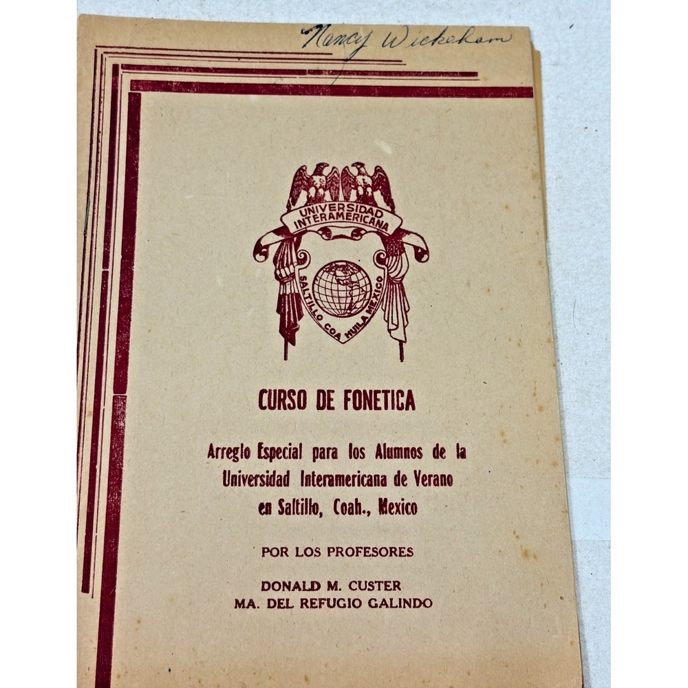 RARE Vintage Curso De Fonetica Universidad Interamericana Spanish Course Booklet